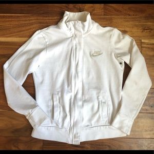 Nike International white zip up sweatshirt, size medium 8-10